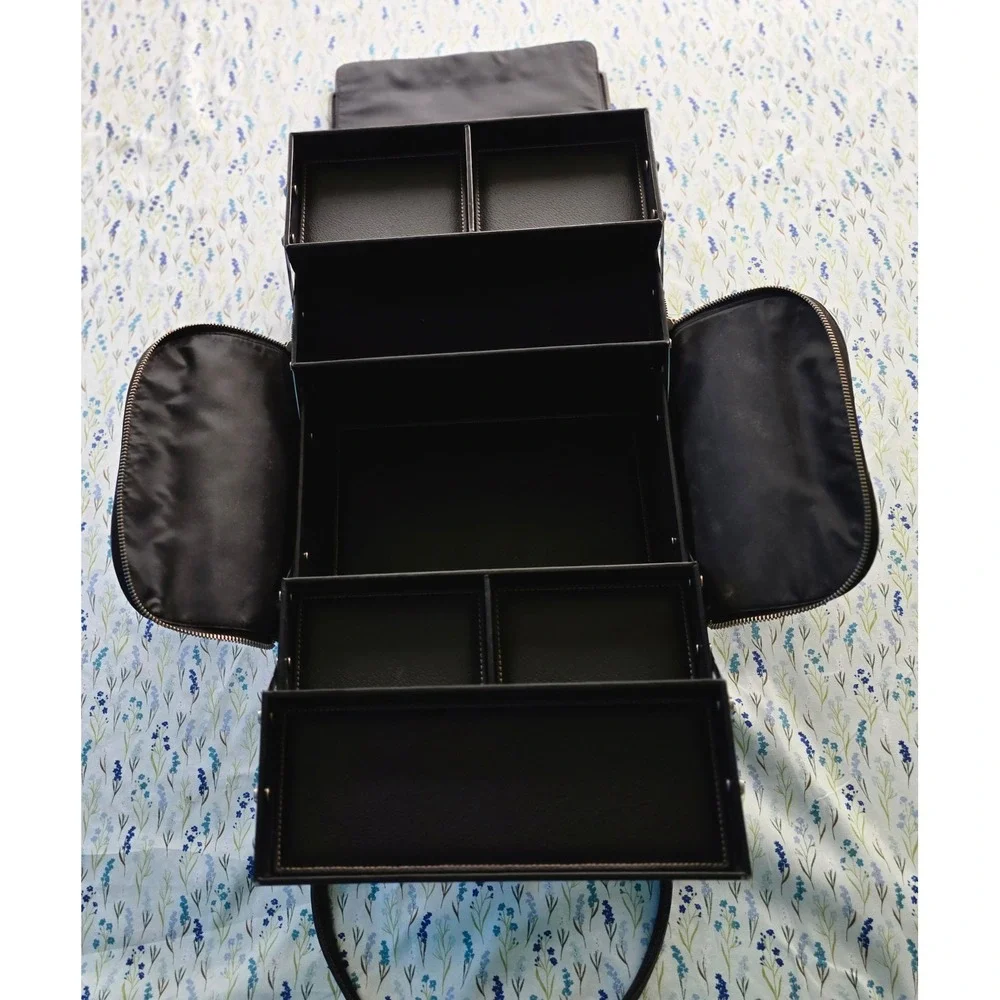 Bobbi‎ Brown Professional Makeup Train Case Black Faux Leather Organizer Bag